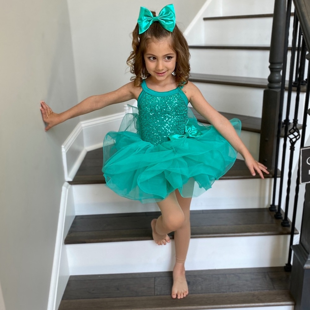 Green sequin dance costume